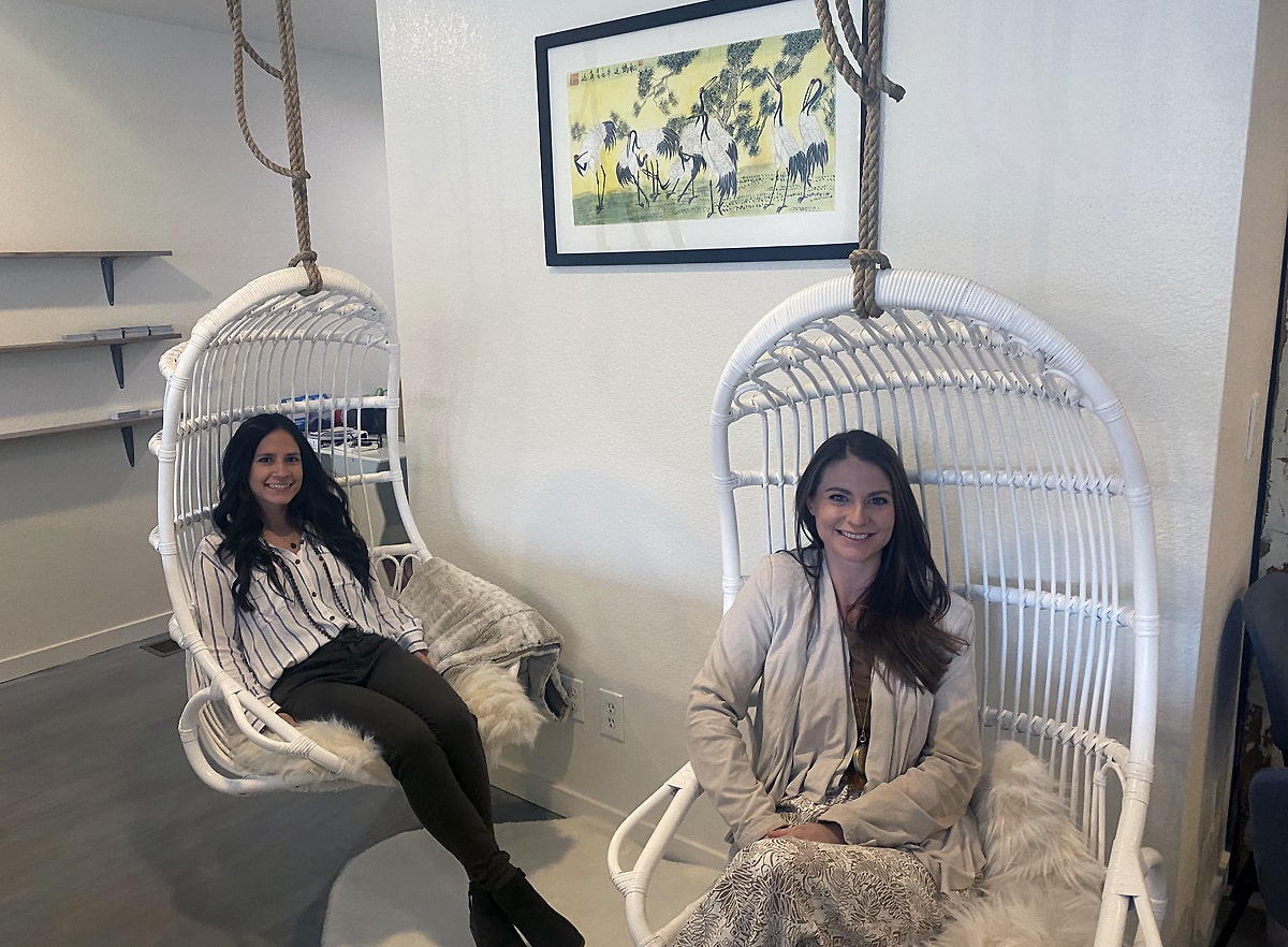 Kristen and Caitlin Relaxing in Heaven at Refuge Acupuncture